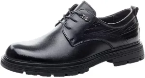 Men's Genuine Leather Hand Stitched Dress Oxfords Fashion Plain Toe Lace up Low Top for Business Work & Daily
