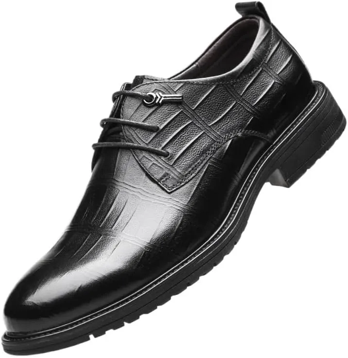 Men's Genuine Leather Platform Slip-On Oxfords for Office Classic Business Party Shoes