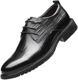Men's Genuine Leather Platform Slip-On Oxfords for Office Classic Business Party Shoes