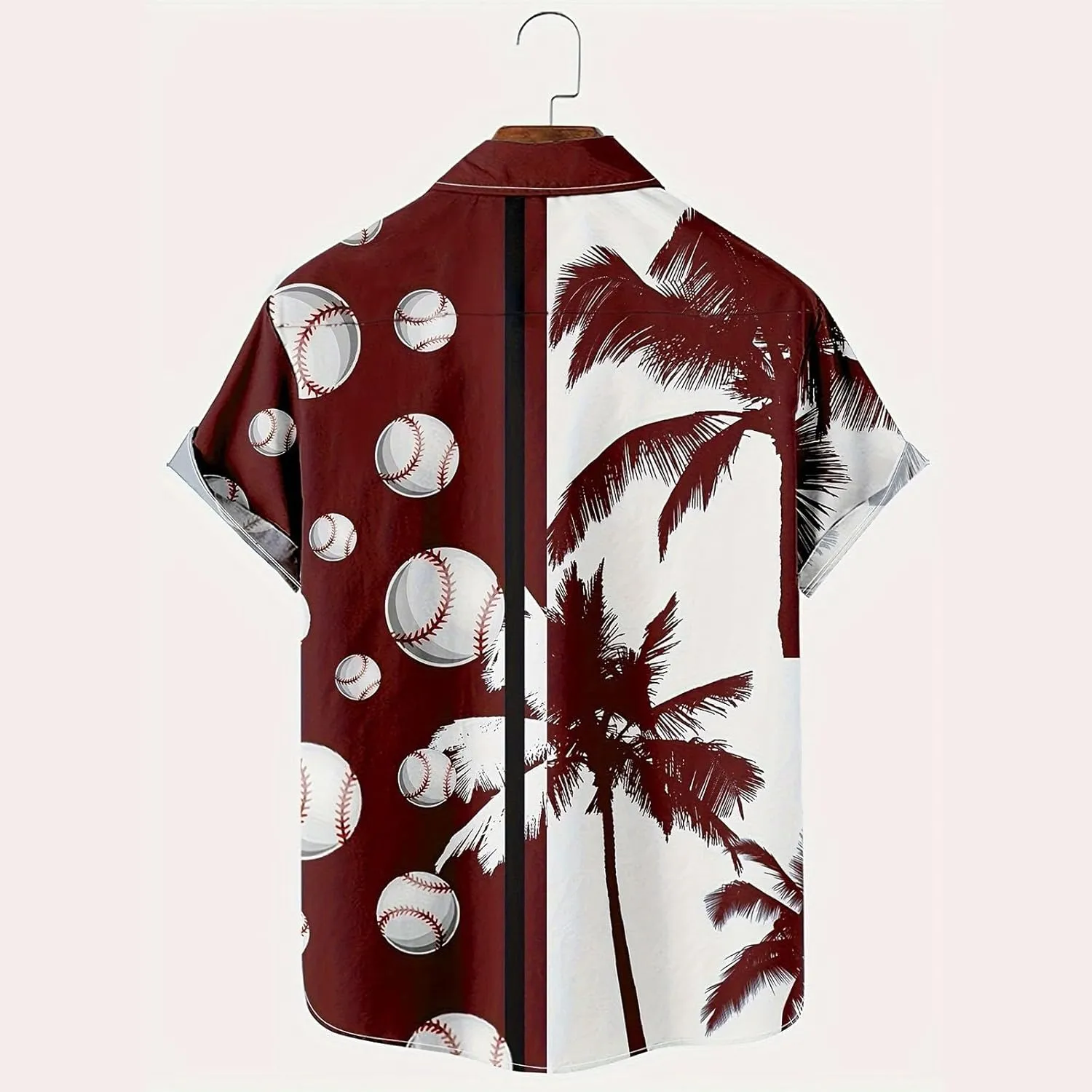 Men's Hawaiian Shirts Summer Fashion Coconut Tree Print Bowling Shirt Thin Breathable Tropical Hipster Beach Aloha Tee