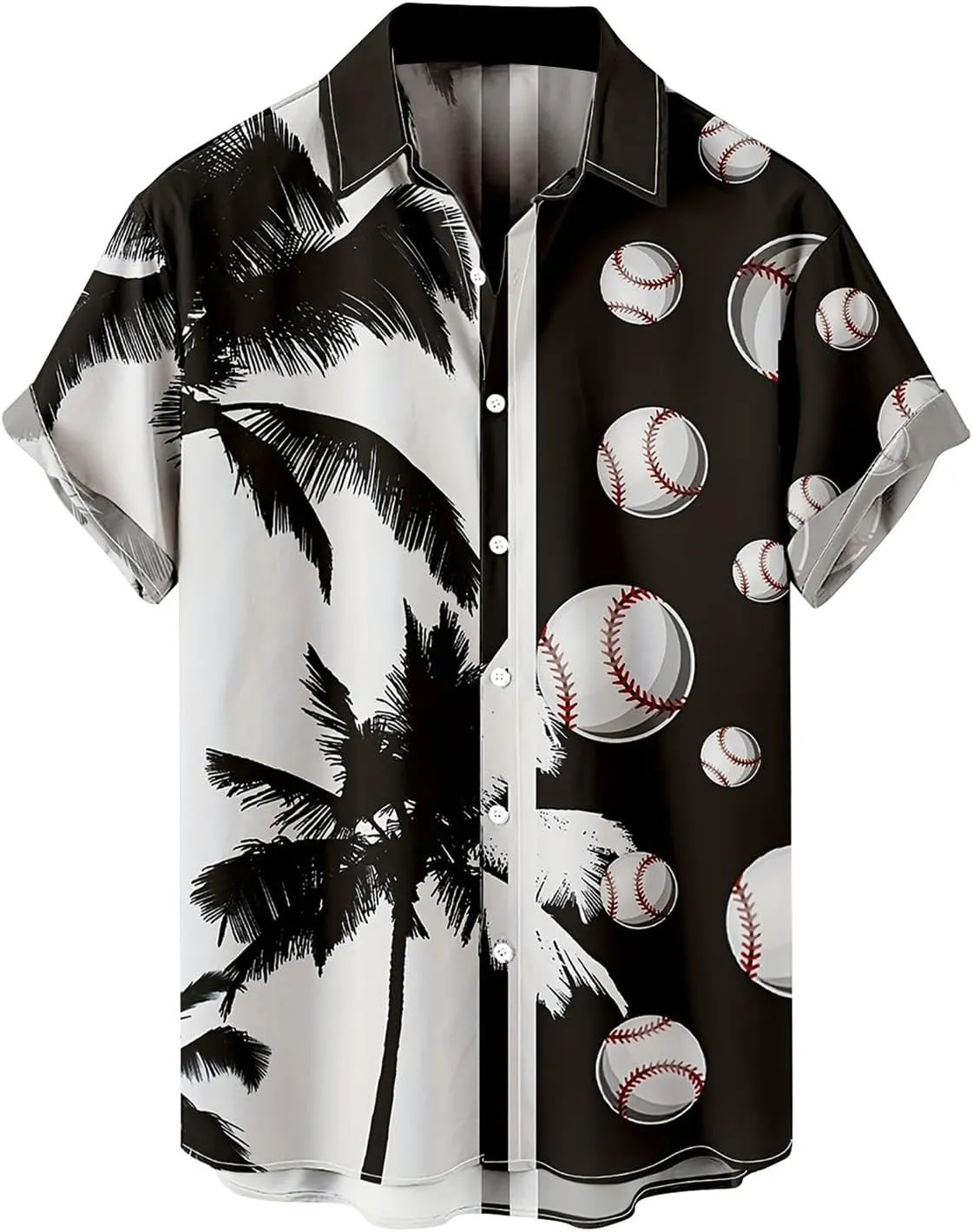 Men's Hawaiian Shirts Summer Fashion Coconut Tree Print Bowling Shirt Thin Breathable Tropical Hipster Beach Aloha Tee