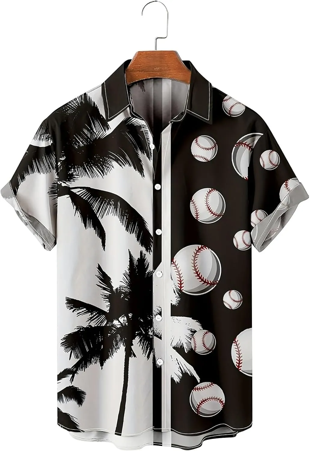 Men's Hawaiian Shirts Summer Fashion Coconut Tree Print Bowling Shirt Thin Breathable Tropical Hipster Beach Aloha Tee