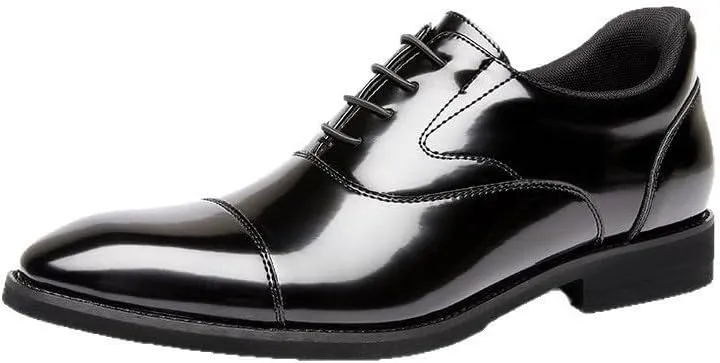 Men's Leather Platform Formal Derby Shoes Men's Fashion Classic Pointed Toe Lace Up Low Top Dress Shoes