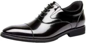 Men's Leather Platform Formal Derby Shoes Men's Fashion Classic Pointed Toe Lace Up Low Top Dress Shoes