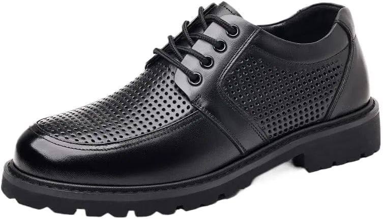 Men's Patent Leather Business Oxford Shoes Breathable Mesh Sneakers Comfort Breathable Slip On Hollow Sandals Walking Shoes