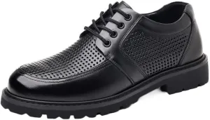 Men's Patent Leather Business Oxford Shoes Breathable Mesh Sneakers Comfort Breathable Slip On Hollow Sandals Walking Shoes