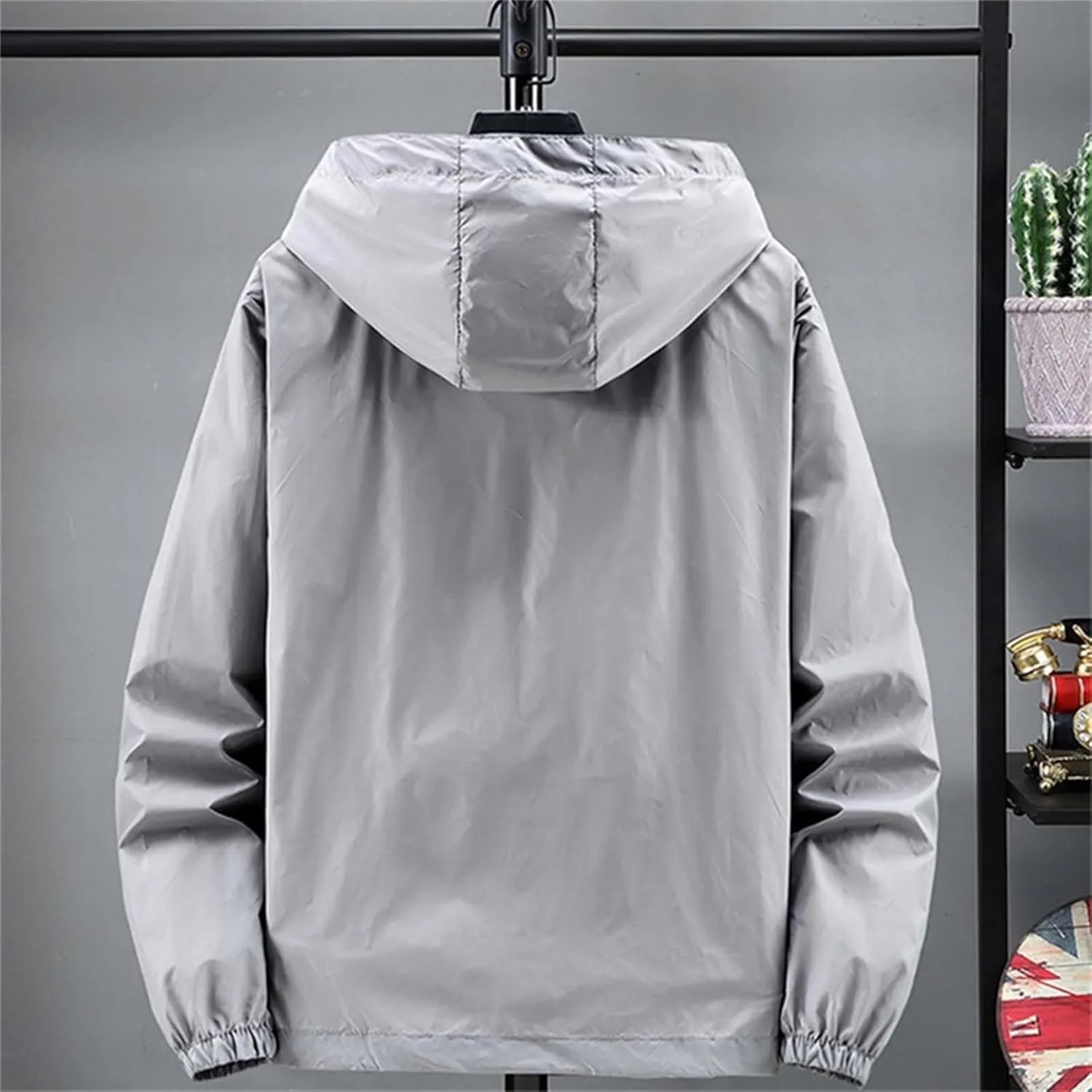 Men's Upf 50  Light Jacket Oversized Long Sleeve Sun Blocking Jackets Lightweight Breathable UV Shirts With Pockets