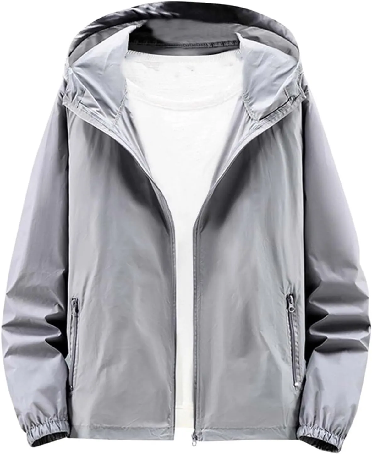 Men's Upf 50  Light Jacket Oversized Long Sleeve Sun Blocking Jackets Lightweight Breathable UV Shirts With Pockets