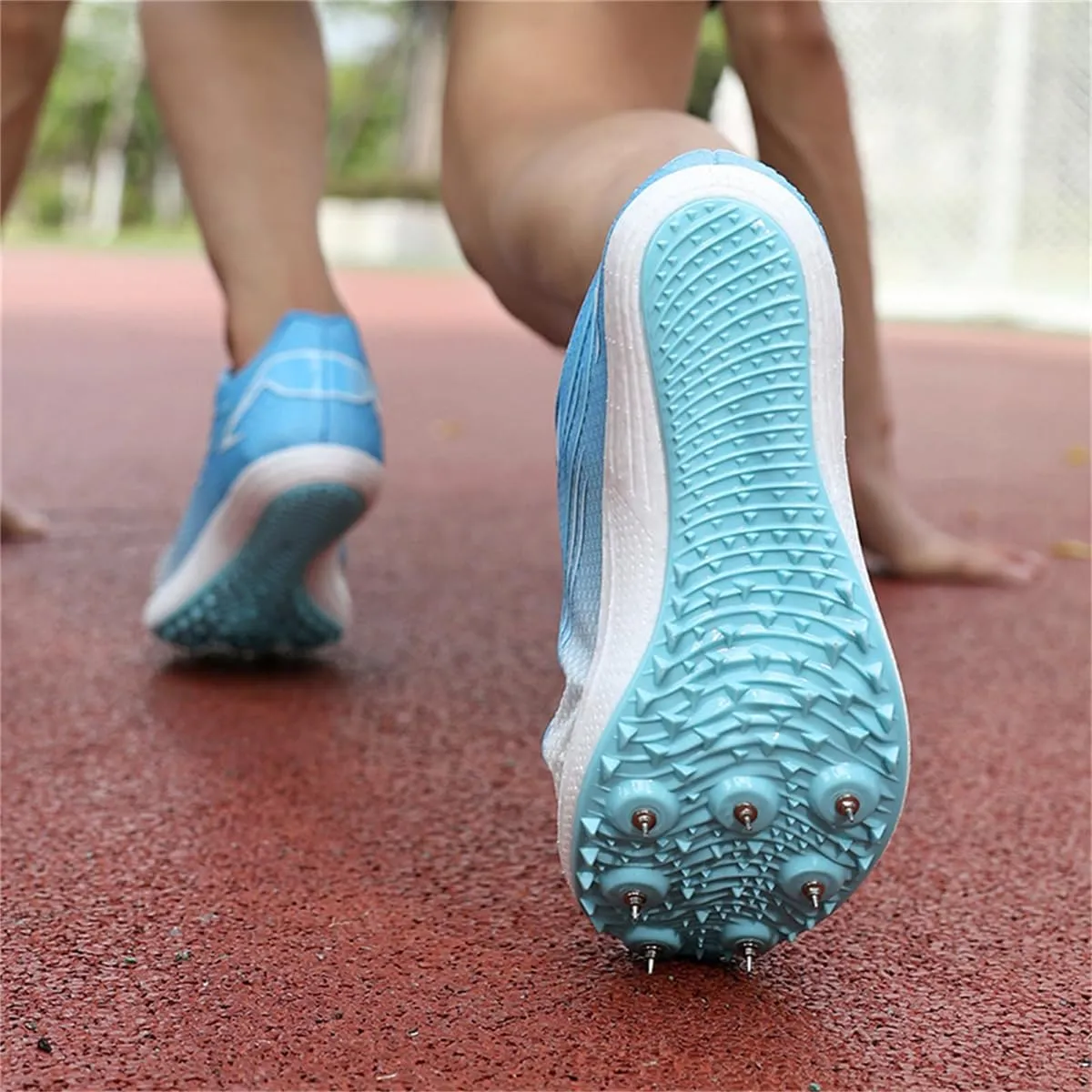 Mens Womens Racing Running Jumping Shoes, Breathable Track and Field Spikes Trainer for Hurdling Throwing