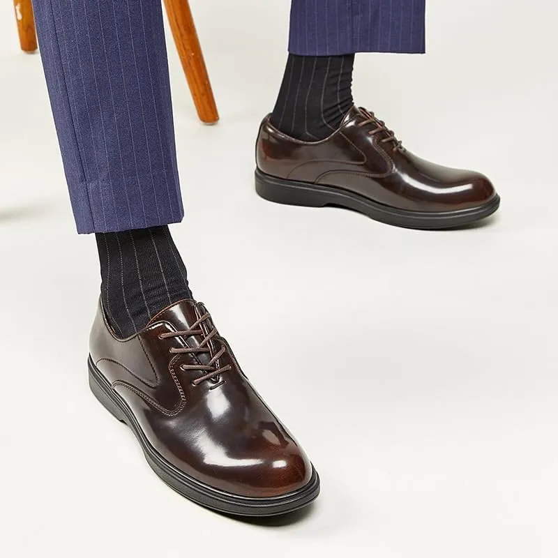 Modern Low Top Pointed Toe Tuxedo Derby Shoes Plain Toe Classic Oxfords Shoes for Formal Business Wedding