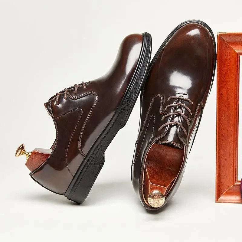 Modern Low Top Pointed Toe Tuxedo Derby Shoes Plain Toe Classic Oxfords Shoes for Formal Business Wedding