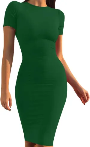 Mokoru Women's Casual Basic Pencil Dress Sexy Long Sleeve Bodycon Midi Club Dress
