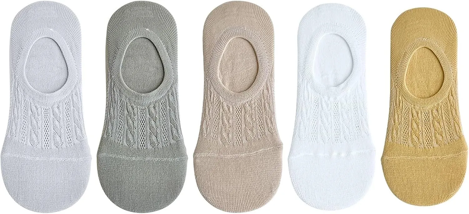 No Show Socks For Women Cotton Mesh Ventilating Liner Socks No Slip Low Cut Socks Cat Slipper Socks for Women Grippers