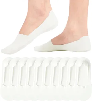Non Slip No Show Socks for Women Low Cut Thin Footies Invisible Silky Cooling Socks for Loafers Flats 10 Pairs