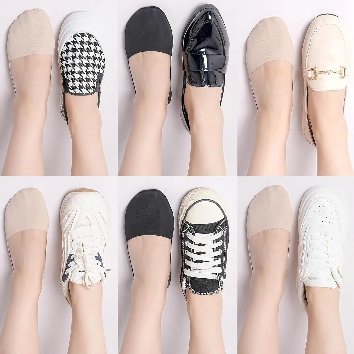 Non Slip No Show Socks for Women Low Cut Thin Footies Invisible Silky Cooling Socks for Loafers Flats 10 Pairs