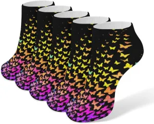 Novelty Low Cut Sock for Women, Casual Soft Athletic Ankle Socks Breathable Running Crew Socks, 5 Pair