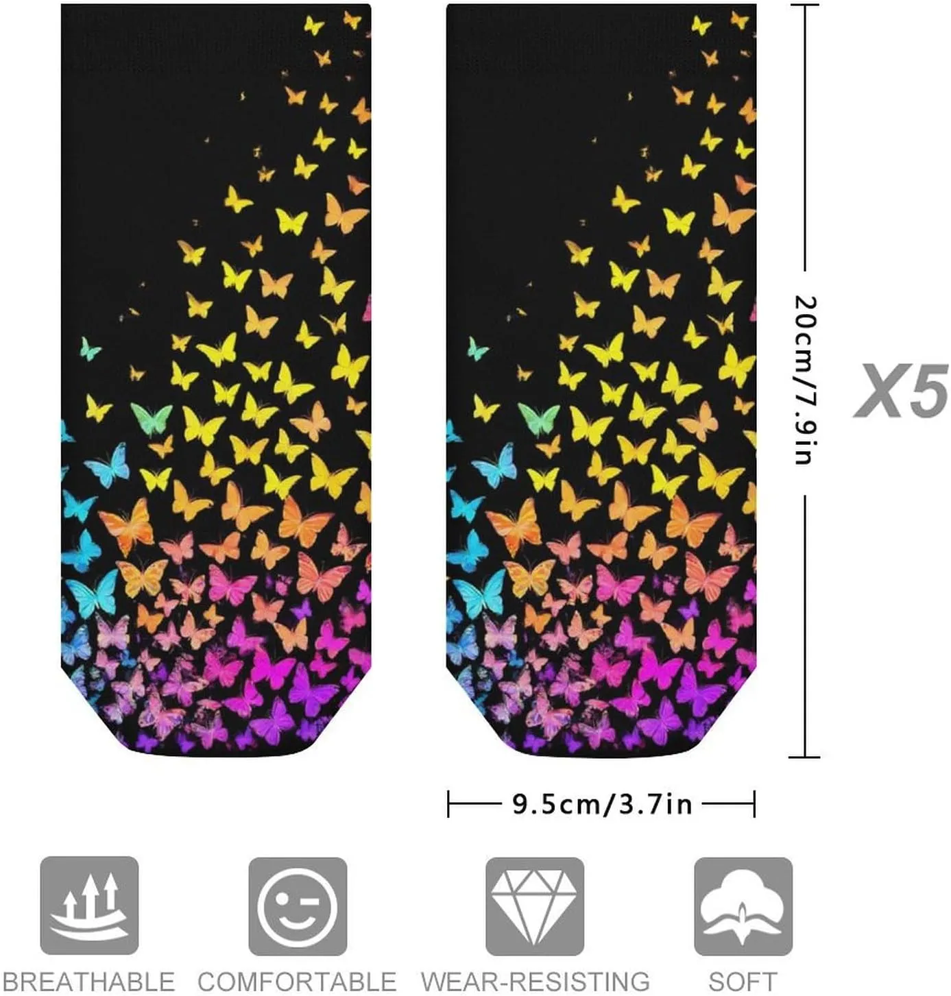 Novelty Low Cut Sock for Women, Casual Soft Athletic Ankle Socks Breathable Running Crew Socks, 5 Pair