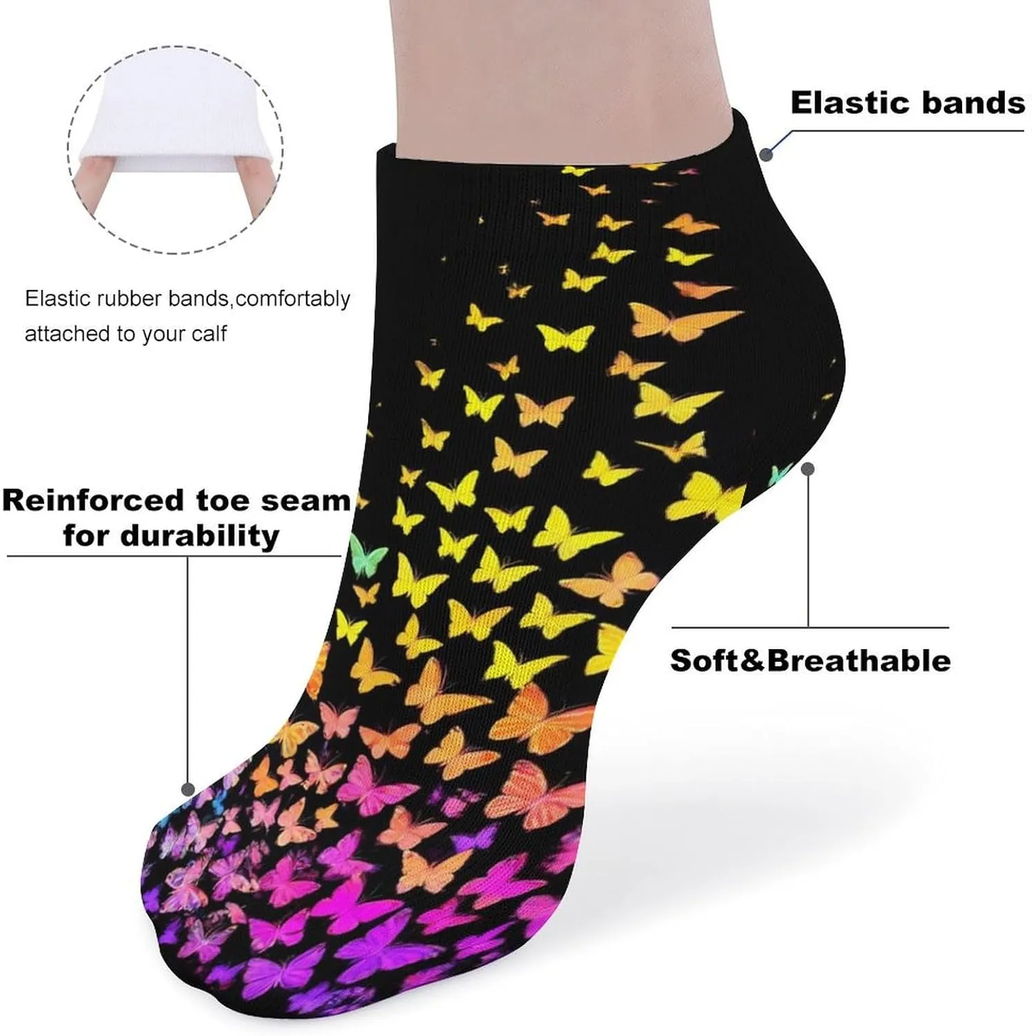 Novelty Low Cut Sock for Women, Casual Soft Athletic Ankle Socks Breathable Running Crew Socks, 5 Pair