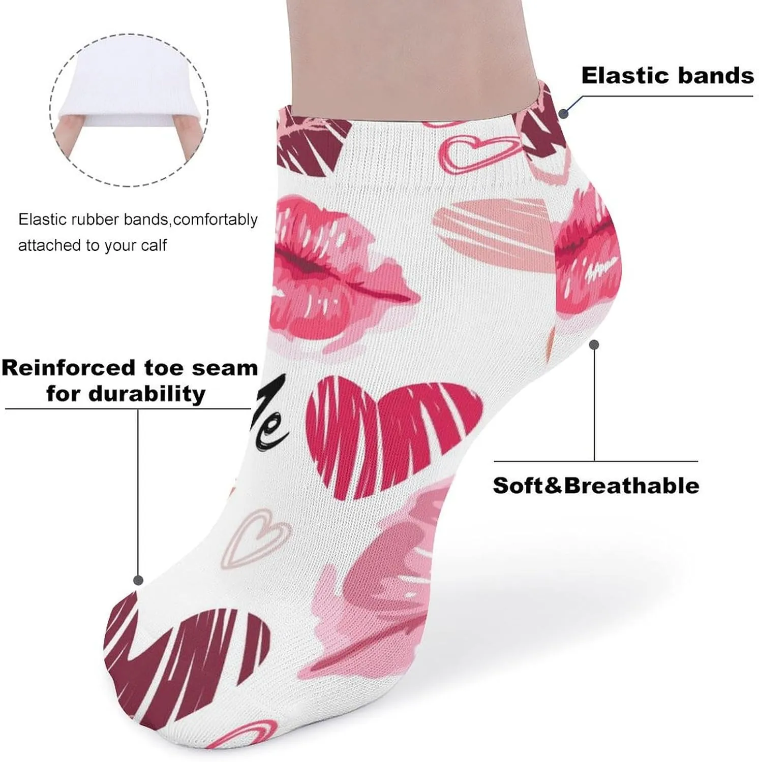 Novelty Low Cut Socks for Women, Casual Soft Athletic Ankle Socks Breathable Running Crew Socks, 5 Pair