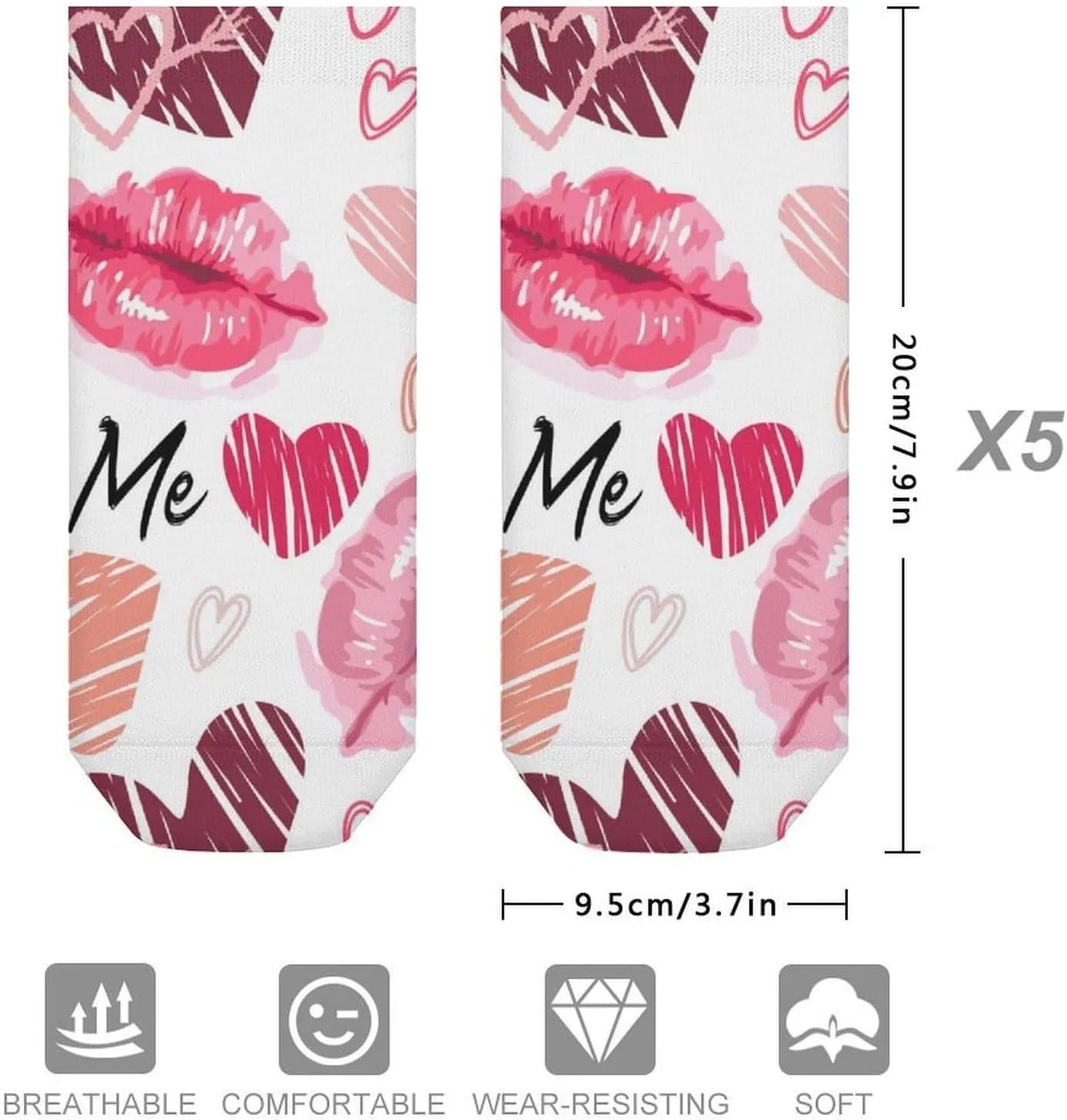 Novelty Low Cut Socks for Women, Casual Soft Athletic Ankle Socks Breathable Running Crew Socks, 5 Pair