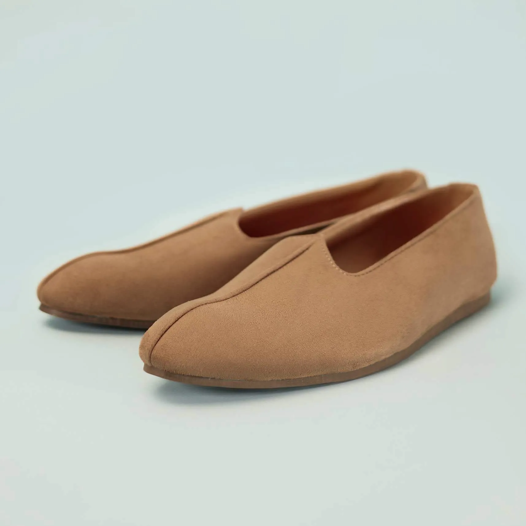 Nude Beige Solid Loafers For Men In Suede