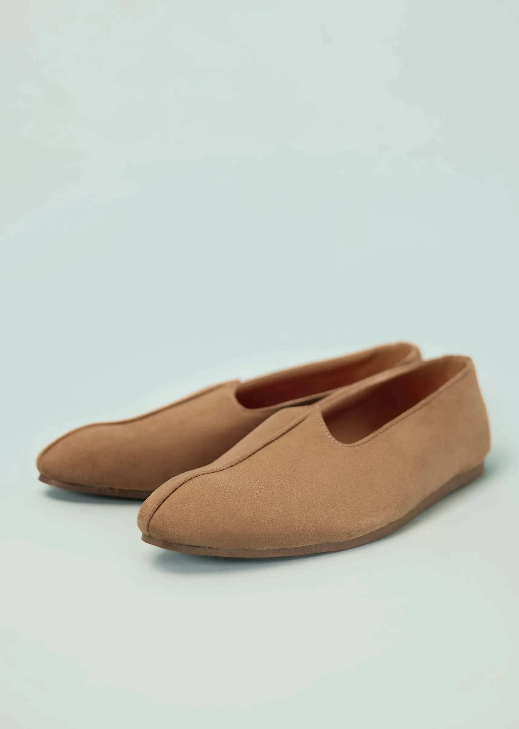 Nude Beige Solid Loafers For Men In Suede