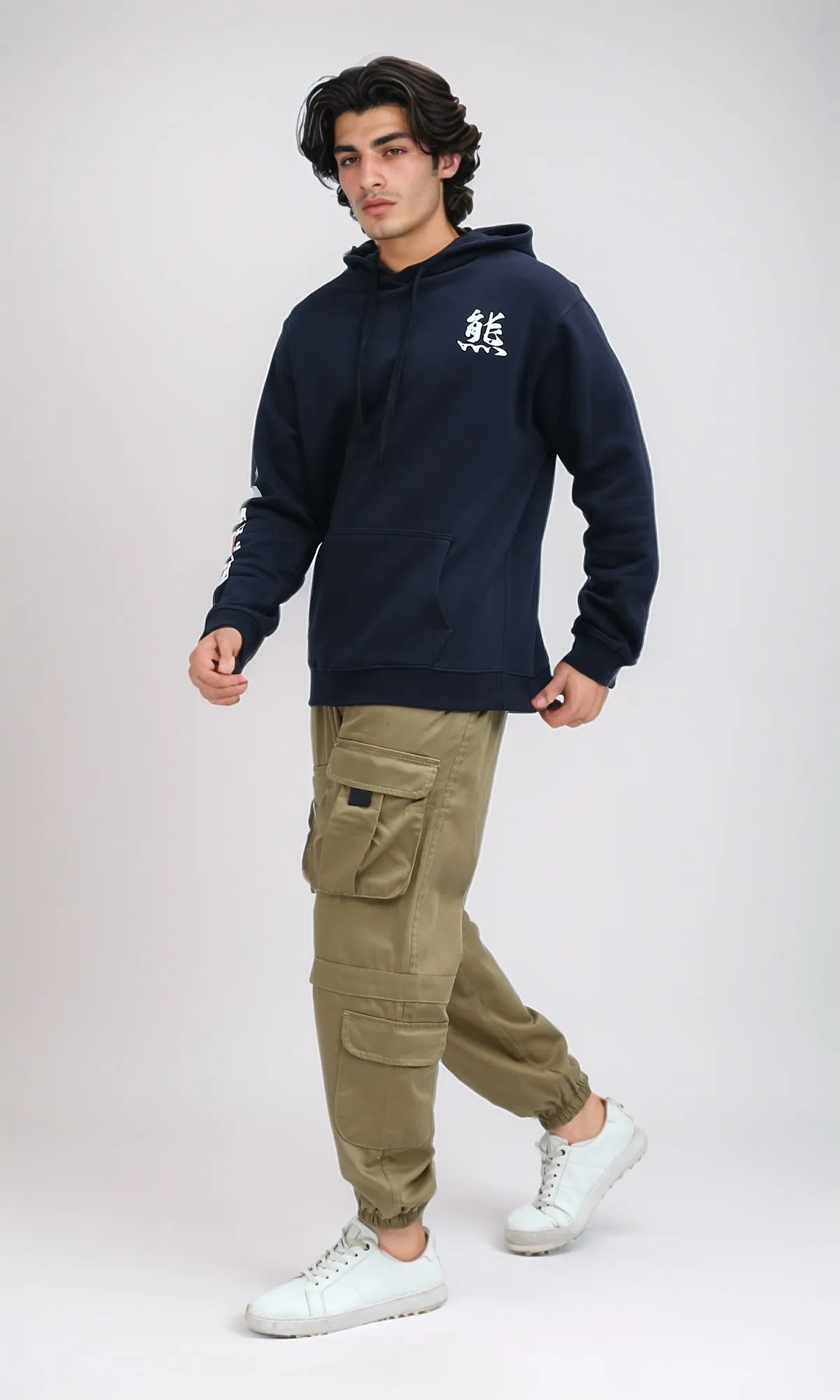 O199374 - Right Sleeve ''Japan'' Print Slip On Hoodie