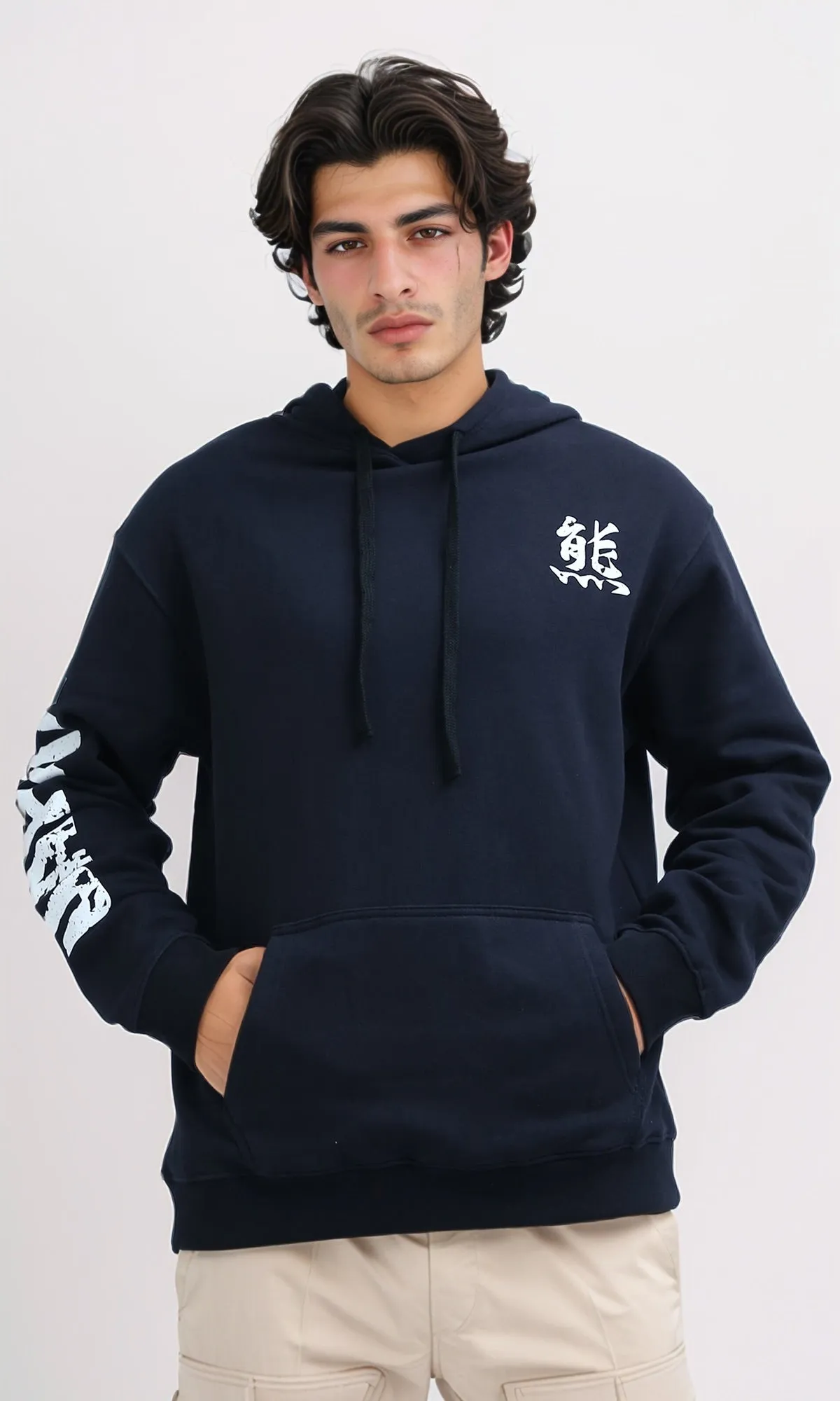 O199374 - Right Sleeve ''Japan'' Print Slip On Hoodie