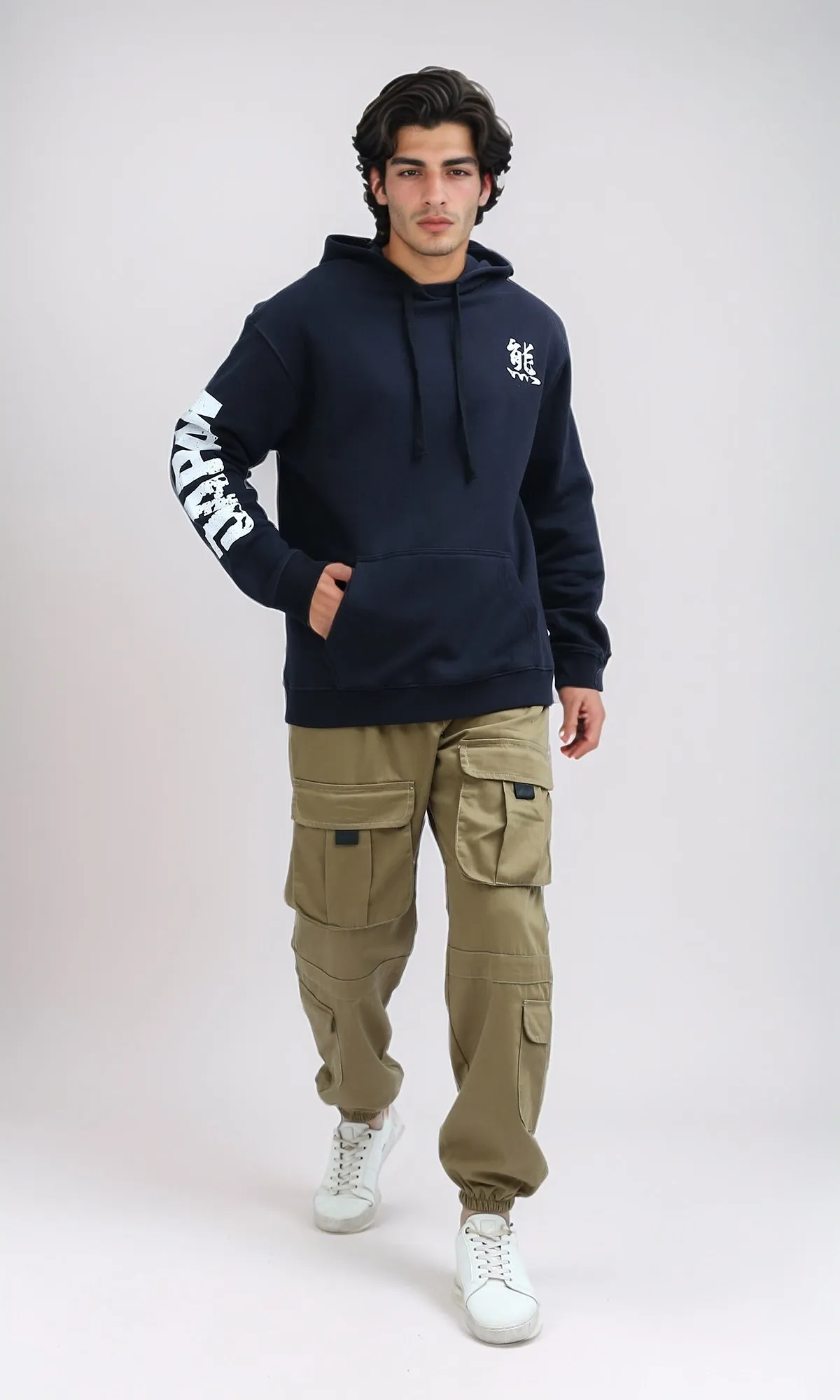 O199374 - Right Sleeve ''Japan'' Print Slip On Hoodie