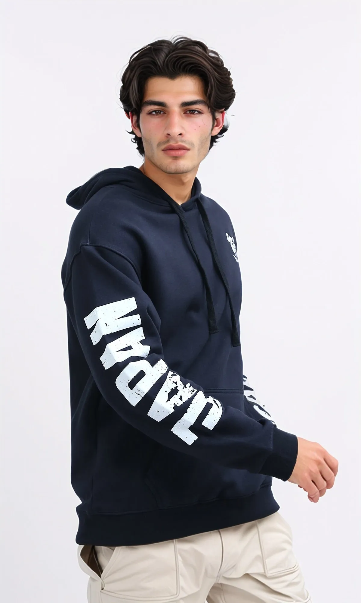 O199374 - Right Sleeve ''Japan'' Print Slip On Hoodie