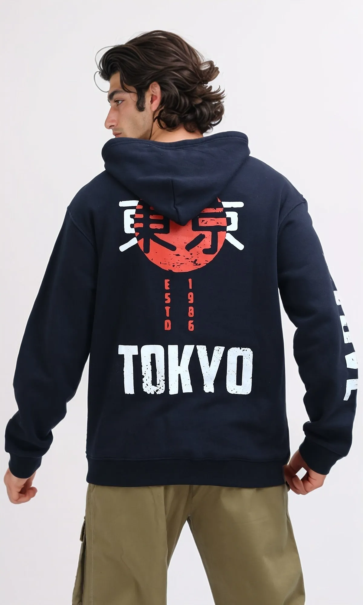 O199374 - Right Sleeve ''Japan'' Print Slip On Hoodie