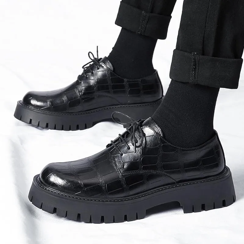 Office Working Premium Leather Derby Slip-On Shoes with Non-Slip Sole Classic Lace-up Formal Tuxedo Shoes