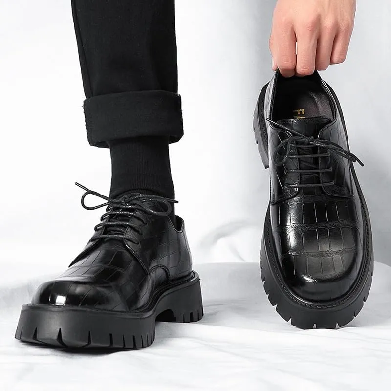 Office Working Premium Leather Derby Slip-On Shoes with Non-Slip Sole Classic Lace-up Formal Tuxedo Shoes