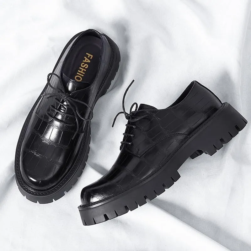 Office Working Premium Leather Derby Slip-On Shoes with Non-Slip Sole Classic Lace-up Formal Tuxedo Shoes