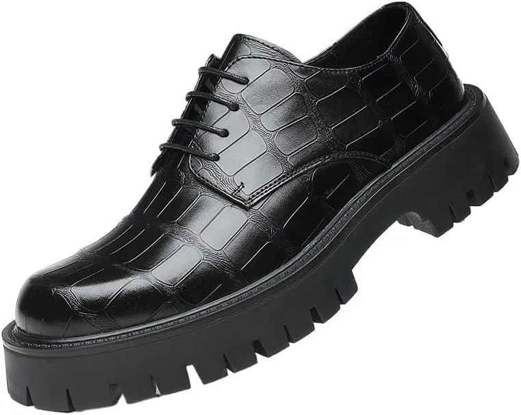 Office Working Premium Leather Derby Slip-On Shoes with Non-Slip Sole Classic Lace-up Formal Tuxedo Shoes