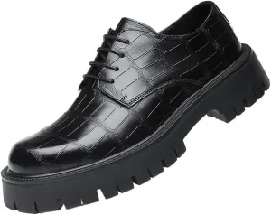 Office Working Premium Leather Derby Slip-On Shoes with Non-Slip Sole Classic Lace-up Formal Tuxedo Shoes