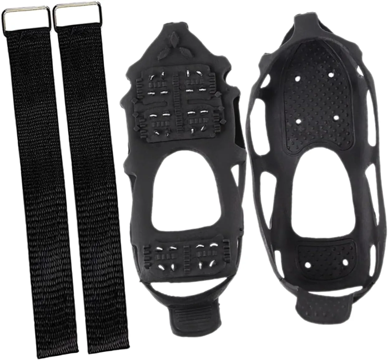 Outdoor Crampons Snow Anti-Slip Shoe Covers Set TPE Material Ice Traction Cleats 24 Steel Nails for Hiking Climbing