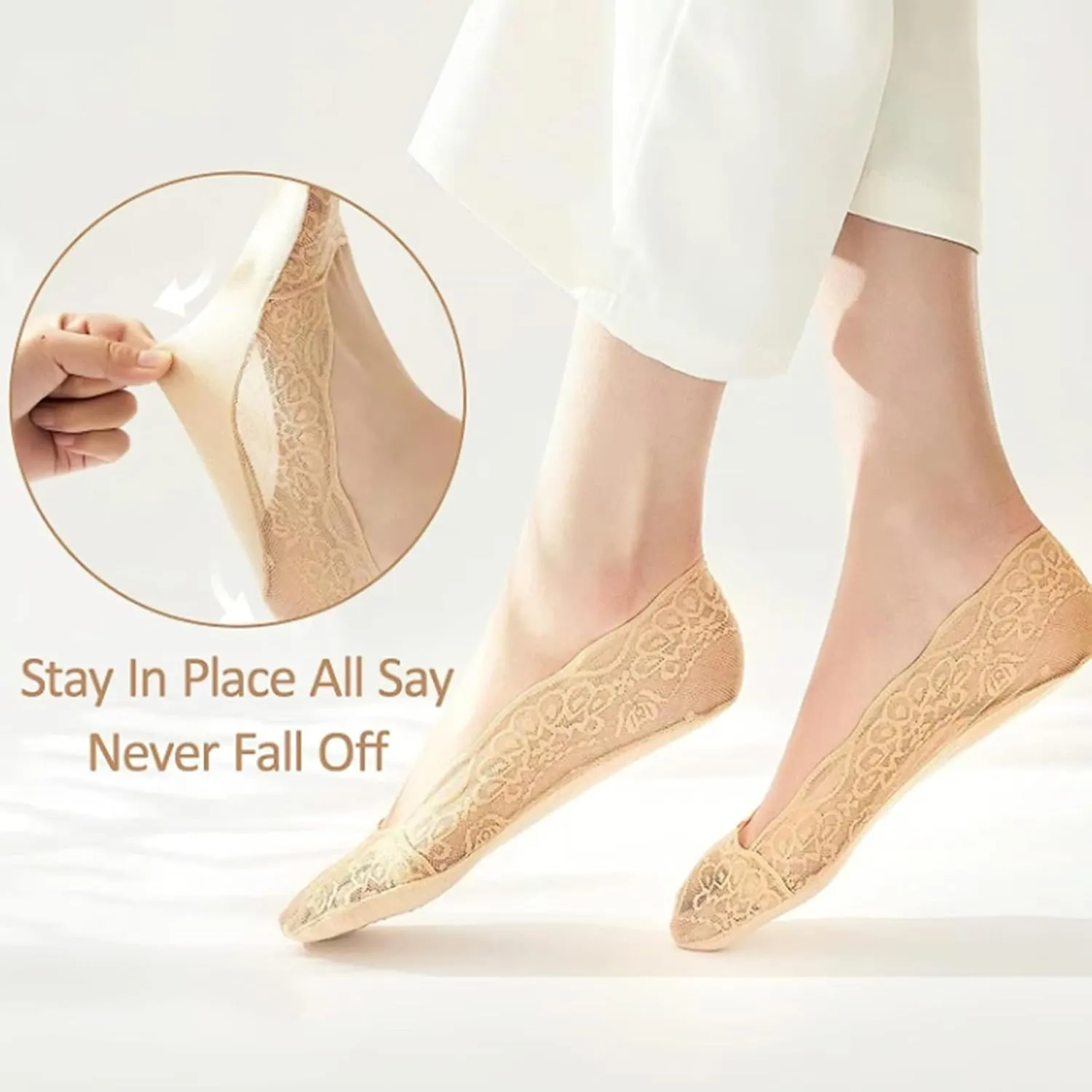 Pleteffect Socks, Mesh Lace No Show Liner Socks for Women, Ultra-Thin Breathable Soft Invisible Non-slip Sockss