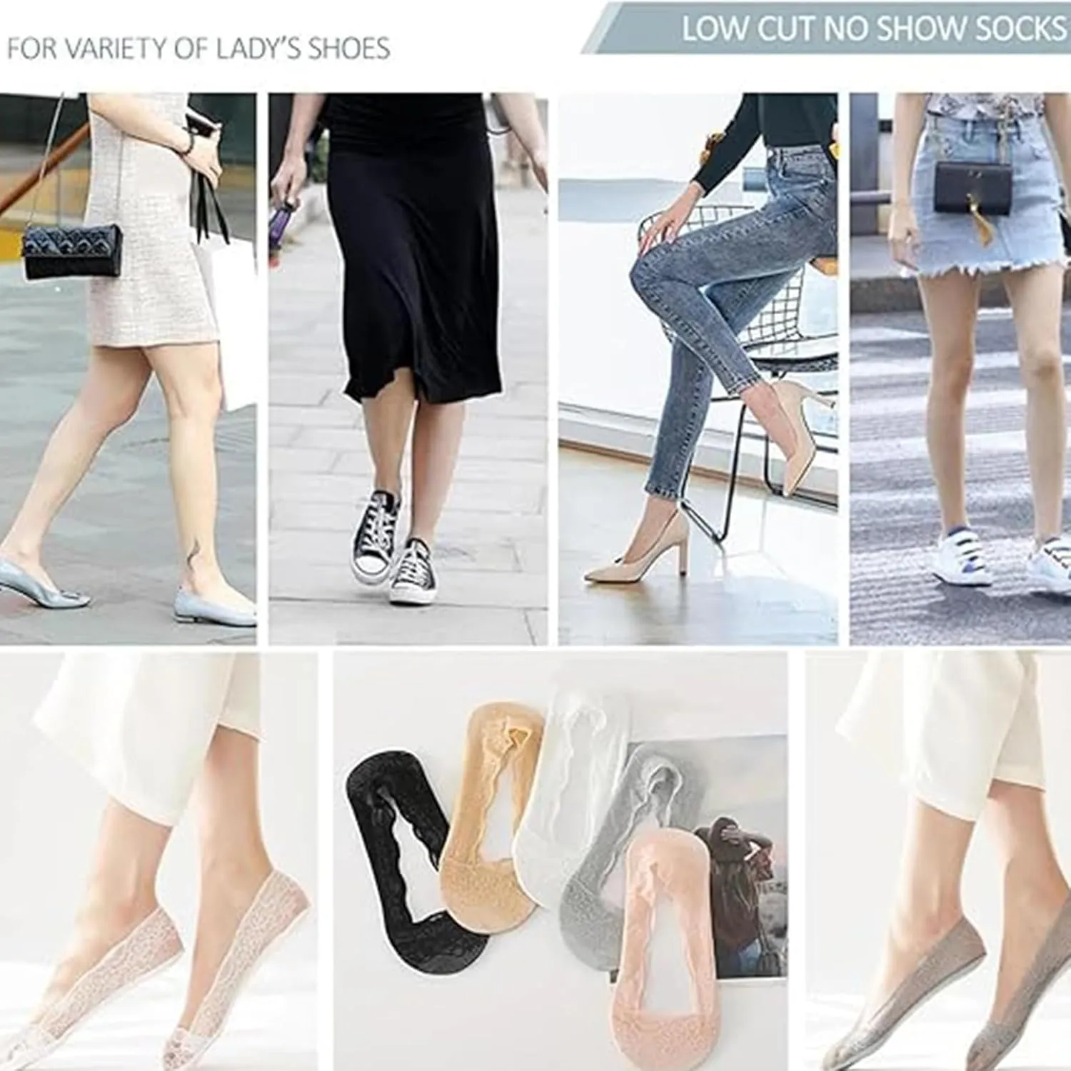 Pleteffect Socks, Mesh Lace No Show Liner Socks for Women, Ultra-Thin Breathable Soft Invisible Non-slip Sockss