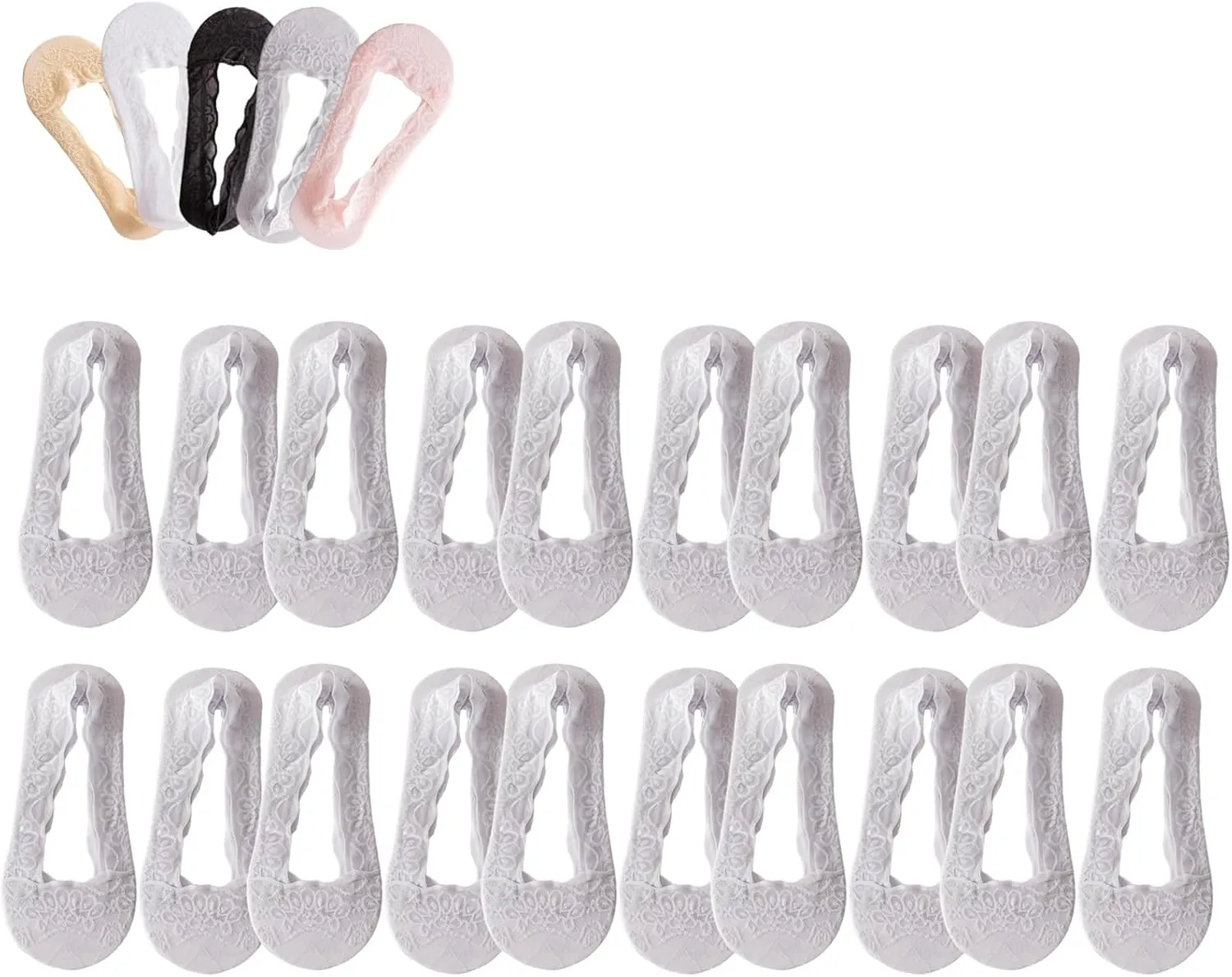 Pleteffect Socks, Mesh Lace No Show Liner Socks for Women, Ultra-Thin Breathable Soft Invisible Non-slip Sockss