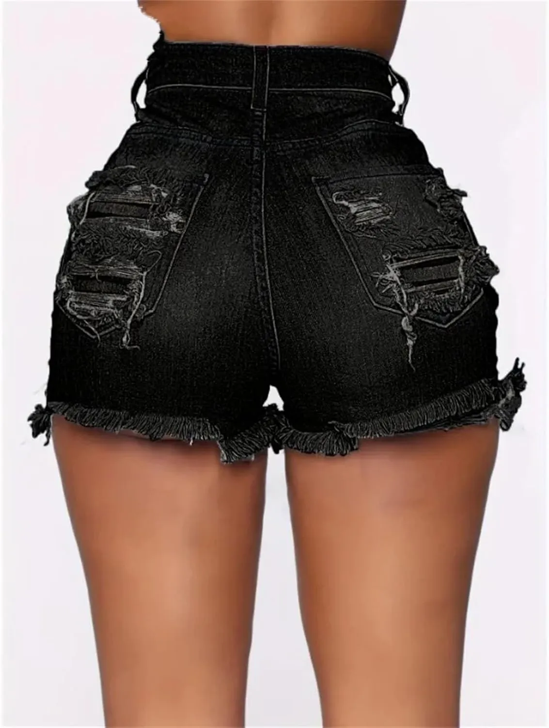 Plus Size Women’s Tassel Denim Shorts Spring Summer High Waist Stretch Club Party