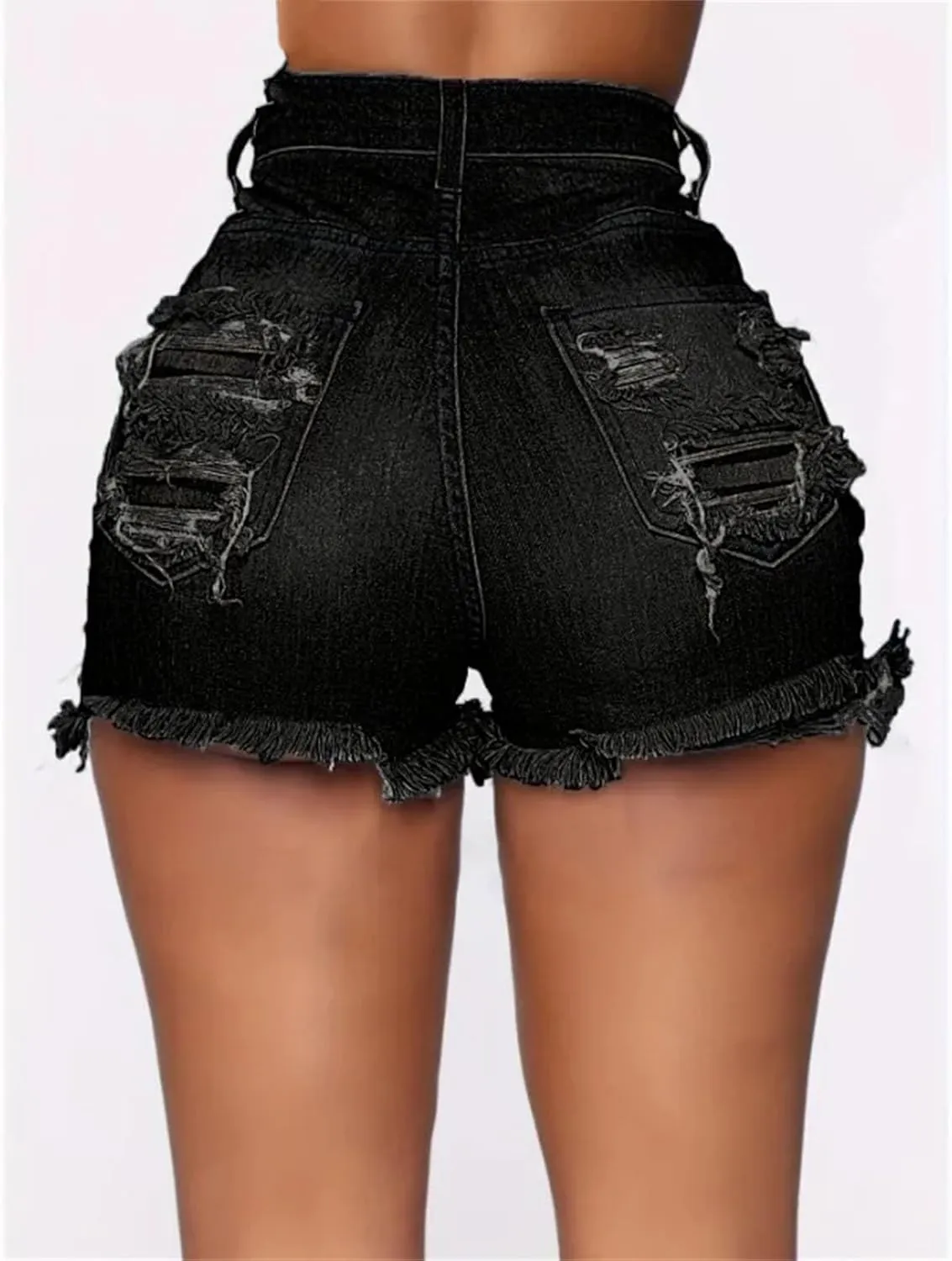 Plus Size Women’s Tassel Denim Shorts Spring Summer High Waist Stretch Club Party