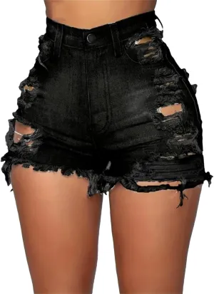 Plus Size Women’s Tassel Denim Shorts Spring Summer High Waist Stretch Club Party