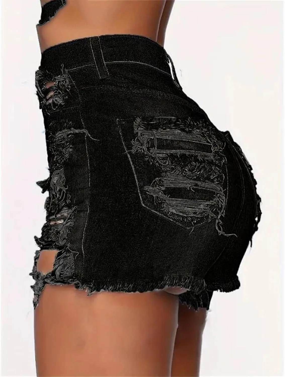 Plus Size Women’s Tassel Denim Shorts Spring Summer High Waist Stretch Club Party