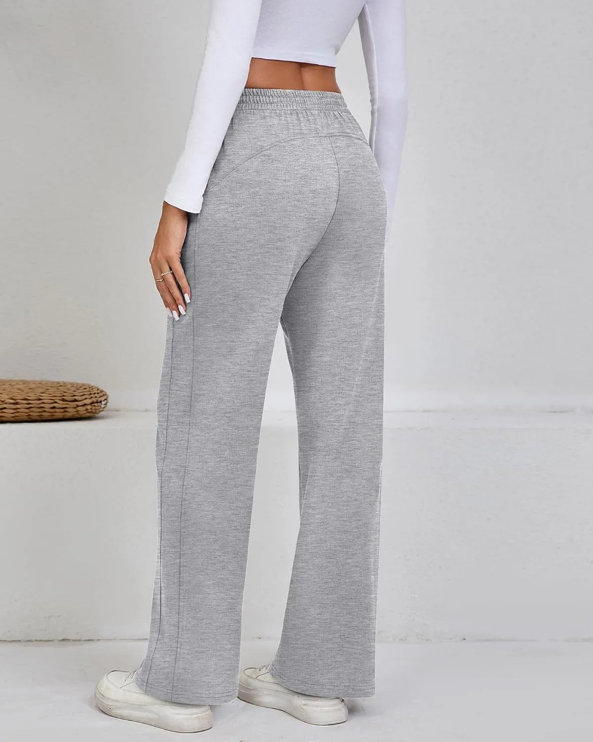 Riyiper Women’s Sweatpants, Straight Leg Yoga Pants Comfy Casual Workout Joggers Drawstring High Waisted Pants with Pockets