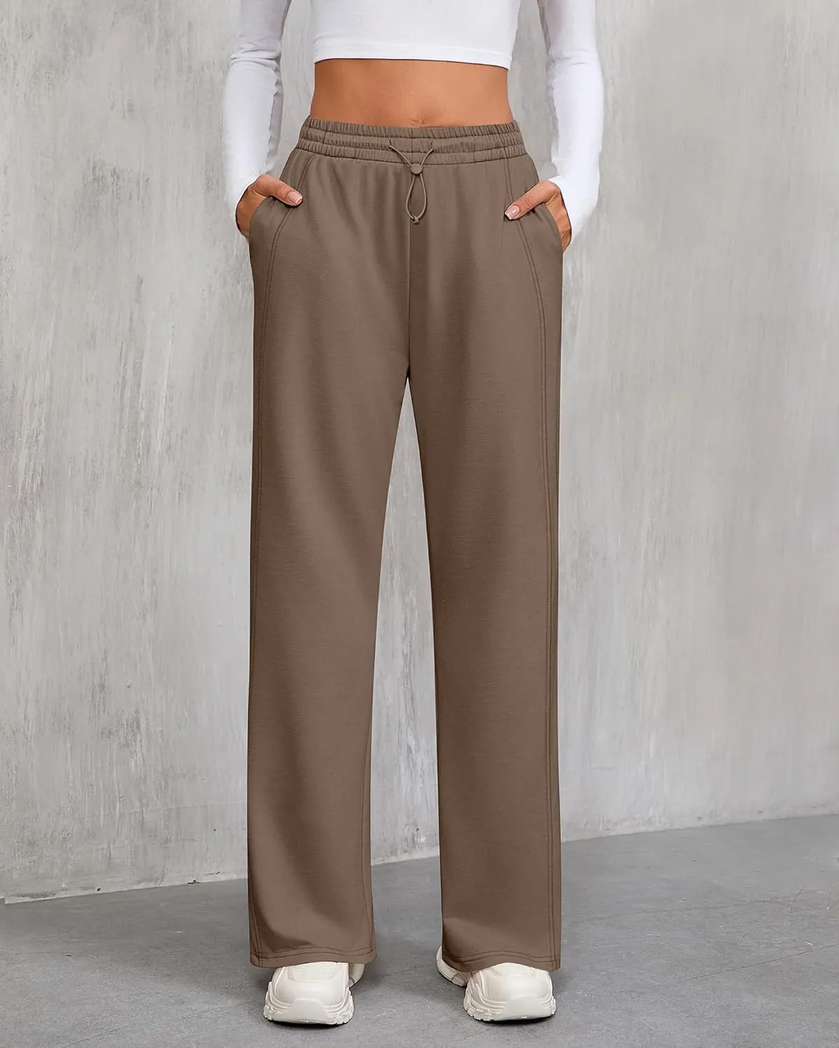 Riyiper Women’s Sweatpants, Straight Leg Yoga Pants Comfy Casual Workout Joggers Drawstring High Waisted Pants with Pockets
