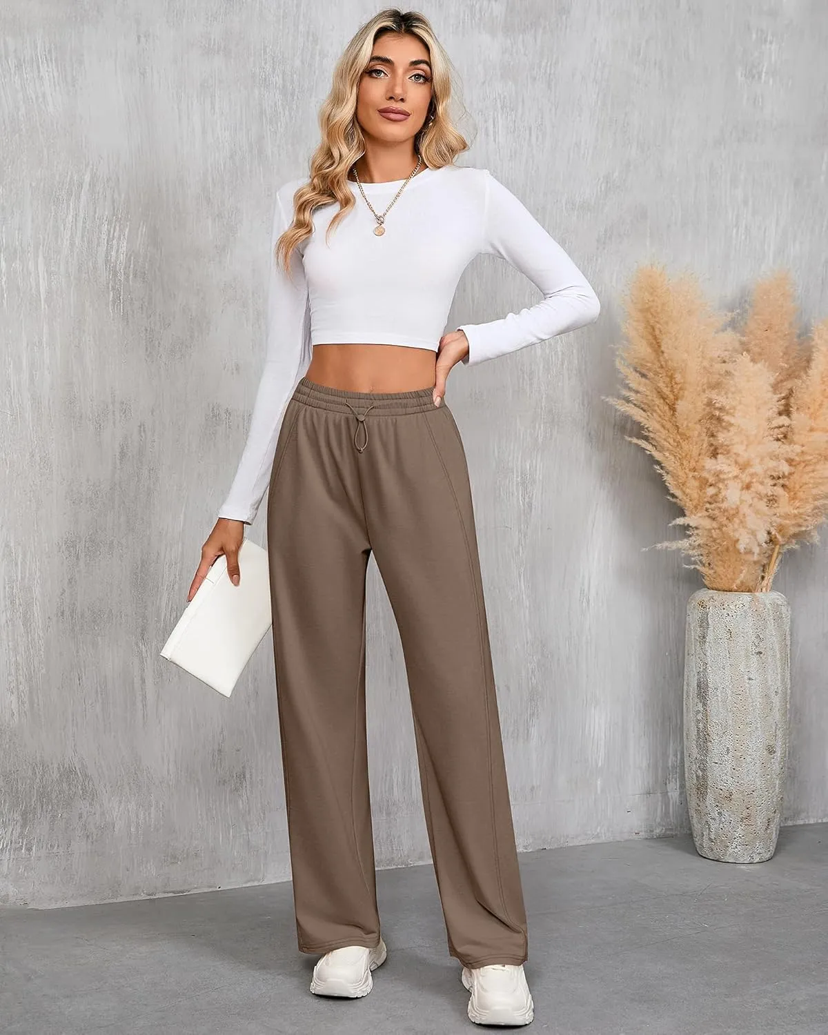 Riyiper Women’s Sweatpants, Straight Leg Yoga Pants Comfy Casual Workout Joggers Drawstring High Waisted Pants with Pockets