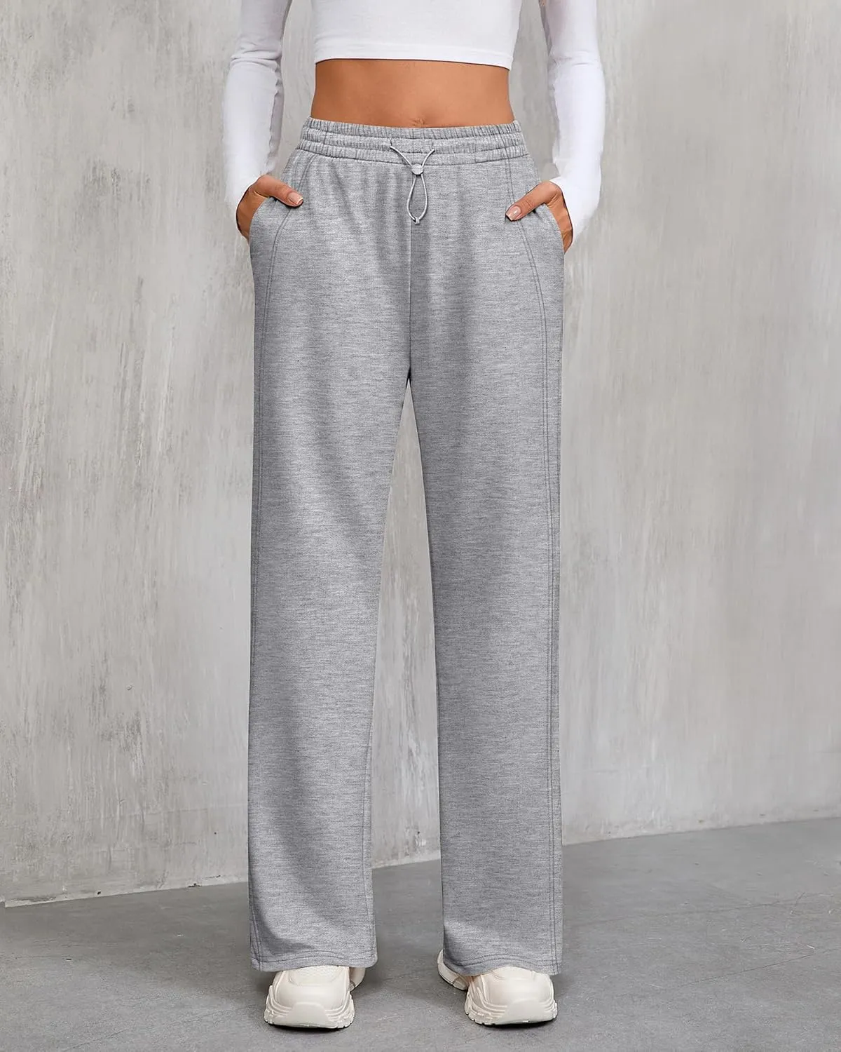 Riyiper Women’s Sweatpants, Straight Leg Yoga Pants Comfy Casual Workout Joggers Drawstring High Waisted Pants with Pockets