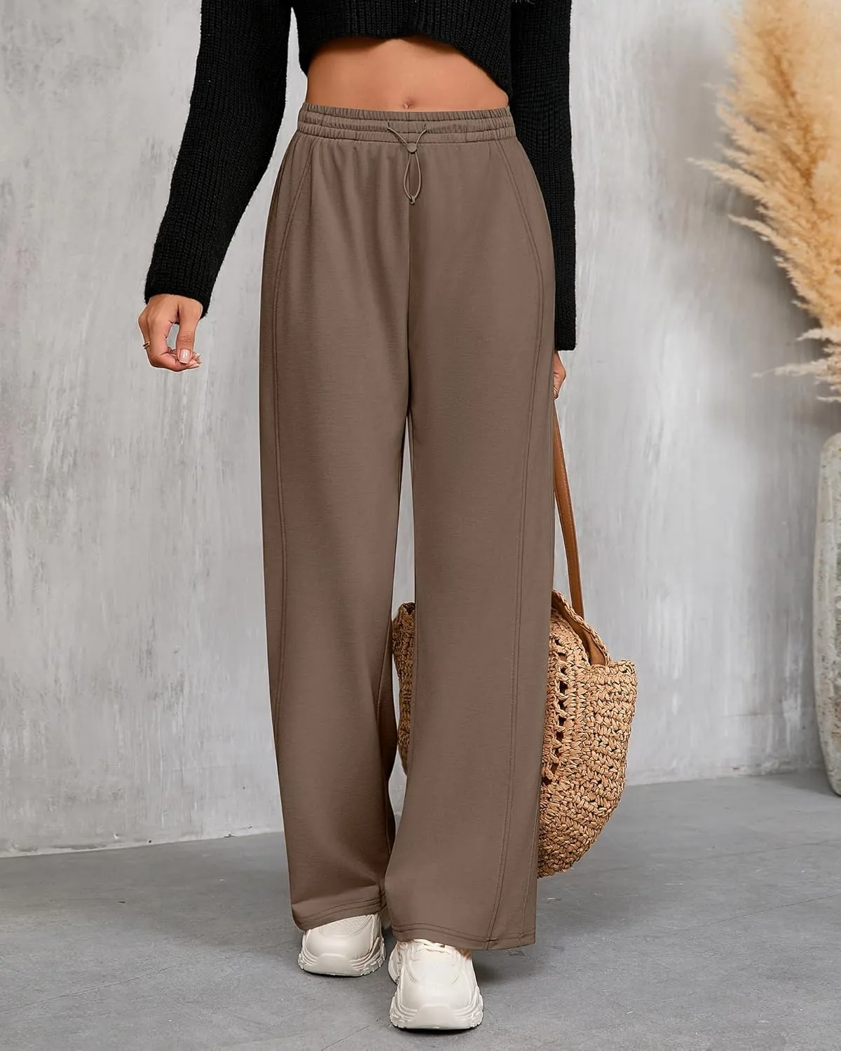 Riyiper Women’s Sweatpants, Straight Leg Yoga Pants Comfy Casual Workout Joggers Drawstring High Waisted Pants with Pockets