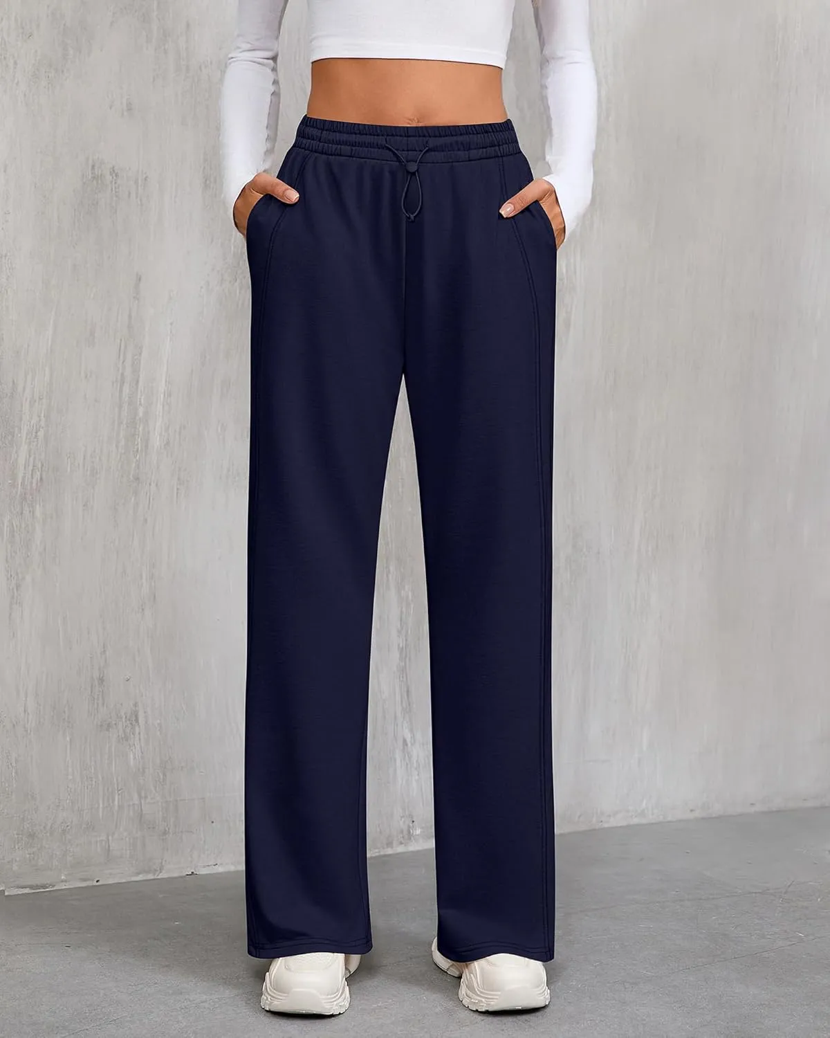 Riyiper Women’s Sweatpants, Straight Leg Yoga Pants Comfy Casual Workout Joggers Drawstring High Waisted Pants with Pockets
